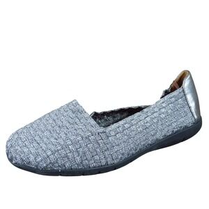 Comfortview Bethany Women Casual Flat 9.5 Extra Wide Daily Wear Silver Textile